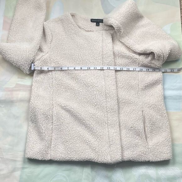 Banana Republic Women`s Teddy Sherpa Lined Warm Side Zip Jacket Ivory Sz M - Picture 6 of 10